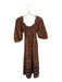 Mi Golondrina Size M Brown & Maroon Cotton Smocked Botanical Maxi Dress Brown & Maroon / M