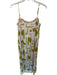 Adriana Degreas Size M Green & Pink Spaghetti Strap Geometric Fringe Midi Dress Green & Pink / M