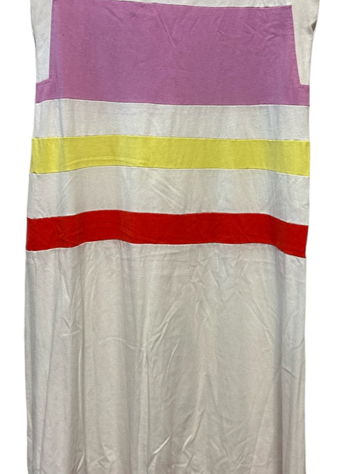 Dress to Size M White & Pink Cotton Sleeveless color block Maxi Dress White & Pink / M