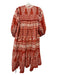 MABE Size S Rust & White Cotton Long Balloon Sleeve Maxi Dress Rust & White / S