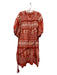 MABE Size S Rust & White Cotton Long Balloon Sleeve Maxi Dress Rust & White / S