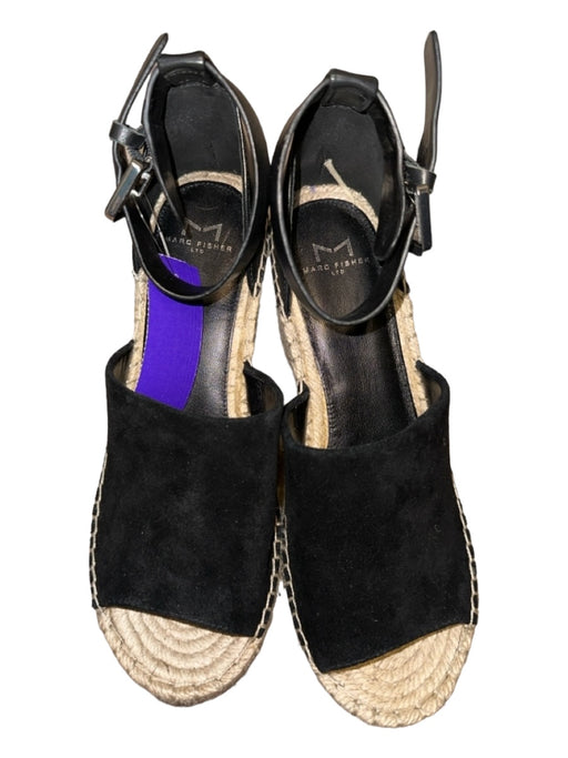 Marc Fisher Shoe Size 8.5 Black & Tan Suede Platform Ankle Strap Espadrille Black & Tan / 8.5