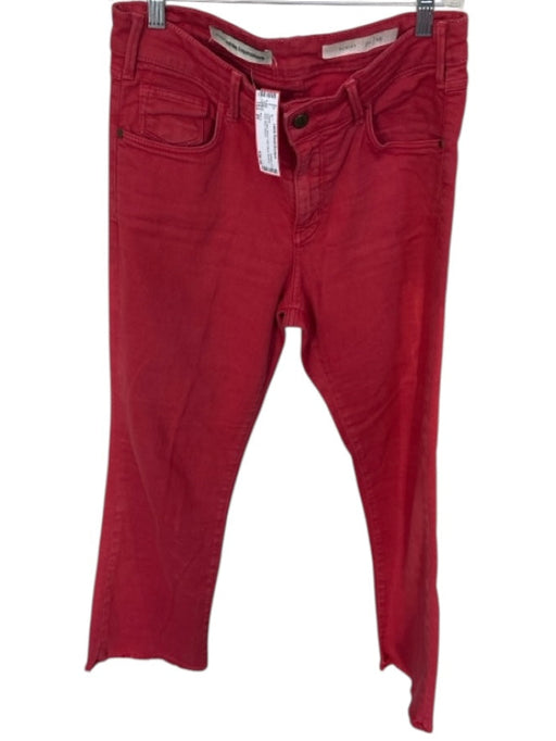Pilcro Size 29 Red Cotton Blend High Waist Bootcut Raw Hem Jeans Red / 29