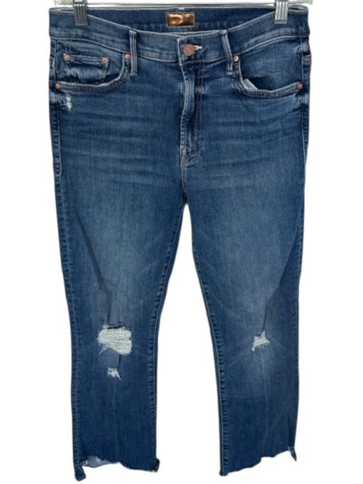Mother Size 28 Dark Wash Cotton Blend High Waist Distressed Jeans Dark Wash / 28