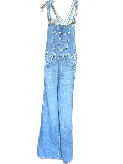 Pilcro Size 8 Med Dark Wash Cotton Wide Leg Denim Overalls Med Dark Wash / 8