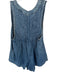 Free People Size M Med Dark Wash Cotton Blend Pleat Detail V Neck Denim Romper Med Dark Wash / M