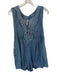 Free People Size M Med Dark Wash Cotton Blend Pleat Detail V Neck Denim Romper Med Dark Wash / M