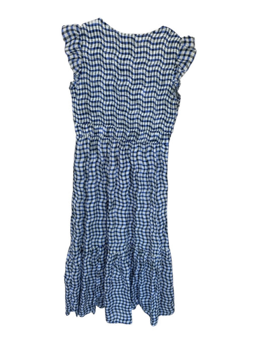 Anthropologie Size S Blue & Gray Cotton Plaid Smocked Buttons Dress Blue & Gray / S