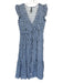 Anthropologie Size S Blue & Gray Cotton Plaid Smocked Buttons Dress Blue & Gray / S