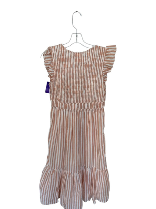 Anthropologie Size S Orange & cream Cotton Striped Smocked Buttons Dress Orange & cream / S
