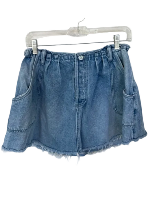 Pilcro Size S Denim Cotton Blend Medium Wash Raw Hem Scrunch Detail Skirt Denim / S