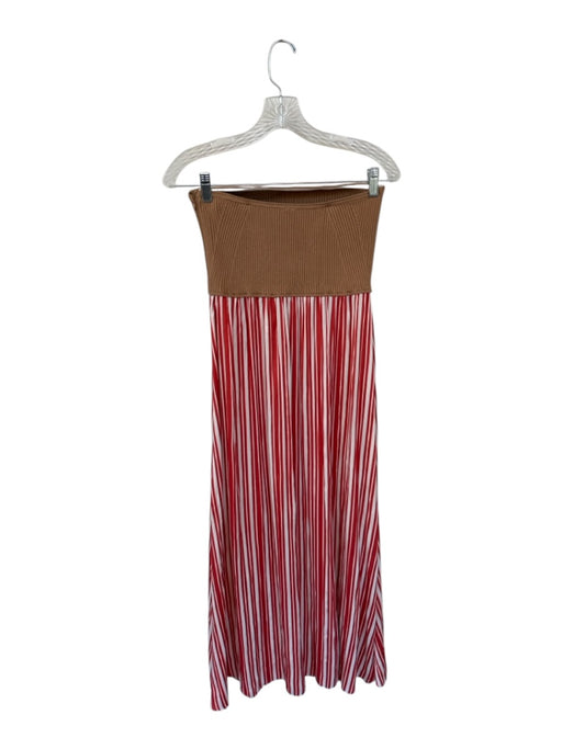 Anthropologie Size M Red White & Brown Viscose & Nylon Knit Top Striped Dress Red White & Brown / M