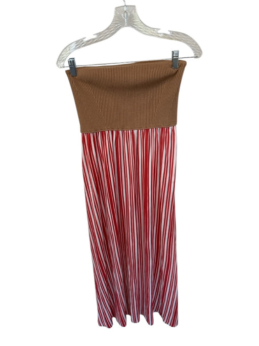 Anthropologie Size M Red White & Brown Viscose & Nylon Knit Top Striped Dress Red White & Brown / M
