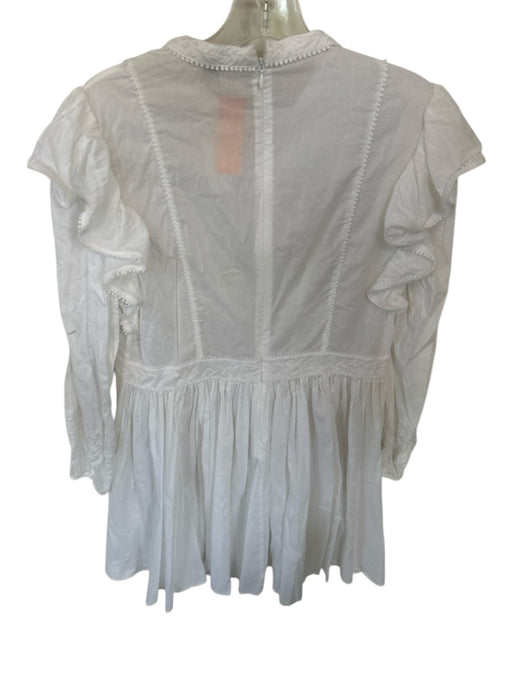 Banana Republic Size S White Cotton Blend Flutter Sleeves Embroidered Dress White / S