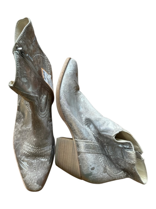 Dolce Vita Shoe Size 8 Gray & Silver Pony Hair Metallic Side Zip short Booties Gray & Silver / 8