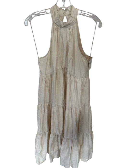 Maeve Size 6 Tan Cotton High Neck Side Zip Maxi Dress Tan / 6