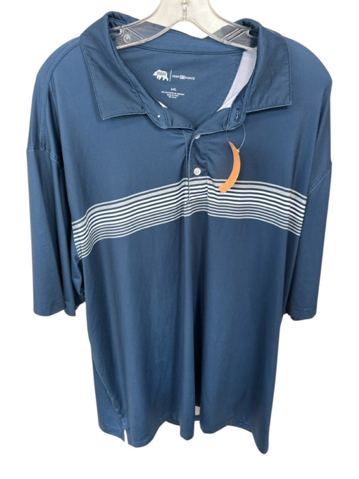 Onward Reserve Size XXL Navy & Gray Polyester Striped Golf Men's Polo Navy & Gray / XXL