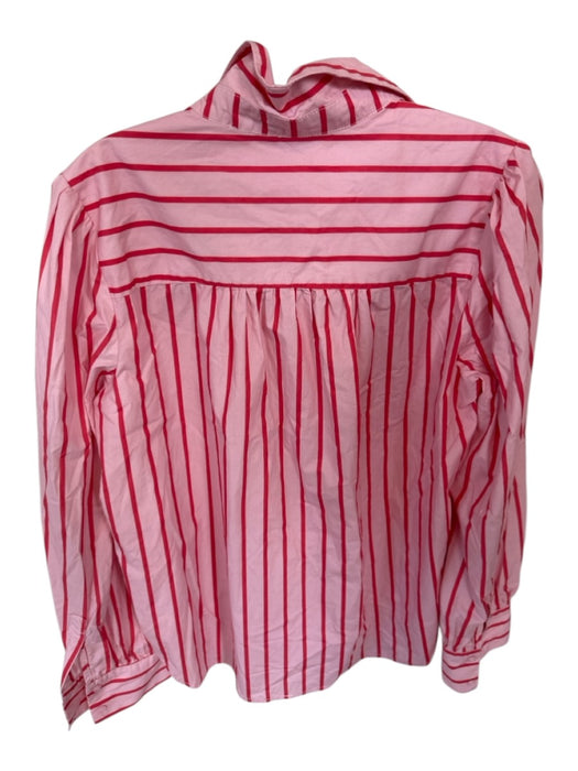 English Factory Size Est M Pink & Red Cotton Long Sleeve Striped Button Down Top Pink & Red / Est M