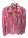 English Factory Size Est M Pink & Red Cotton Long Sleeve Striped Button Down Top Pink & Red / Est M