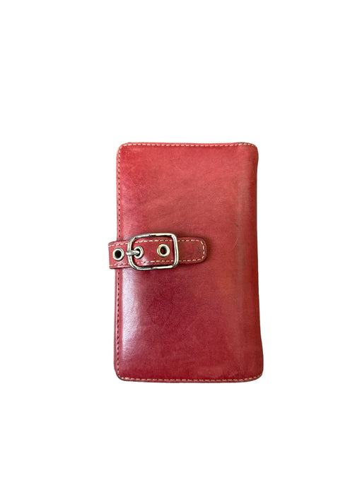 Coach Red Leather Buckle Snap Closure Card holder Wallets Red