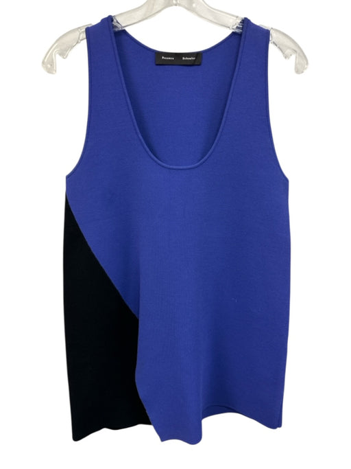 Proenza Schouler Size M Blue & Black Viscose Blend Plunge Neck Sleeveless Top Blue & Black / M