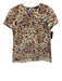 Boss Hugo Boss Size 8 Tan multi Silk Printed Keyhole Back Short Sleeve Top Tan multi / 8