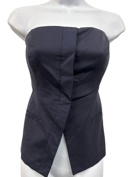 A.L.C. Size 8 Navy Viscose Blend Zip Close Button Front Sleeveless Top Navy / 8