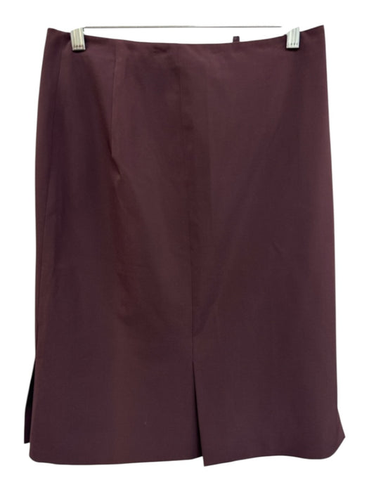 Prada Size 44 Burgandy Poly Blend Zip Back A Line Slits Skirt Burgandy / 44