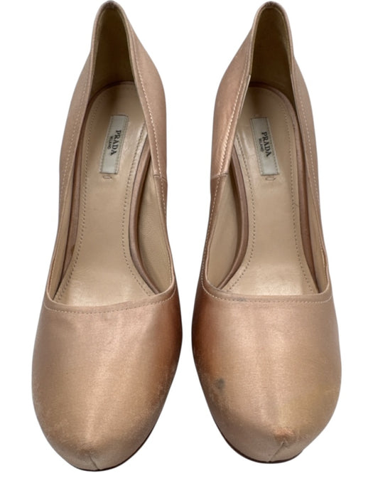 Prada Shoe Size 39 nude Textile Stiletto Round Pointed Toe Platform Satin Heels nude / 39