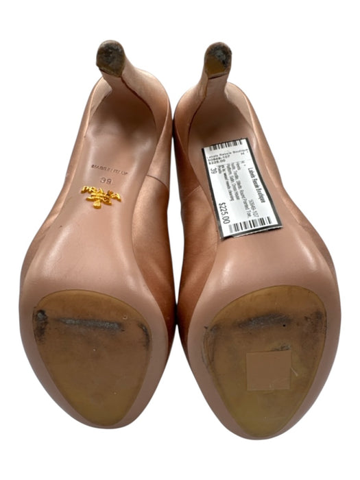 Prada Shoe Size 39 nude Textile Stiletto Round Pointed Toe Platform Satin Heels nude / 39