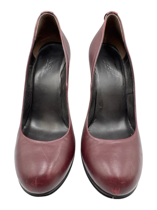 Gucci Shoe Size 39 Burgundy Leather Round Toe Stiletto Pumps Burgundy / 39