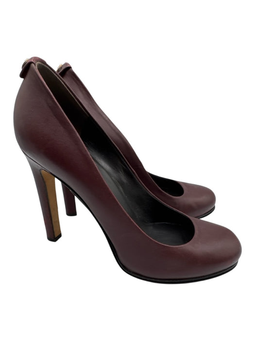 Gucci Shoe Size 39 Burgundy Leather Round Toe Stiletto Pumps Burgundy / 39