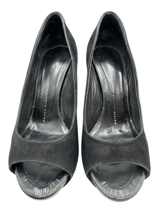 Giuseppe Zanotti Design Shoe Size 39 Black Leather open toe Suede Stiletto Heels Black / 39