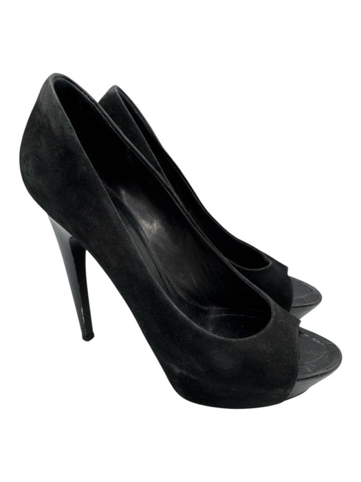 Giuseppe Zanotti Design Shoe Size 39 Black Leather open toe Suede Stiletto Heels Black / 39