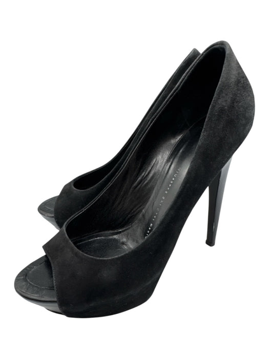 Giuseppe Zanotti Design Shoe Size 39 Black Leather open toe Suede Stiletto Heels Black / 39