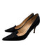 Manolo Blahnik Shoe Size 38.5 Black Textile Pointed Toe Satin Kitten Heel Pumps Black / 38.5