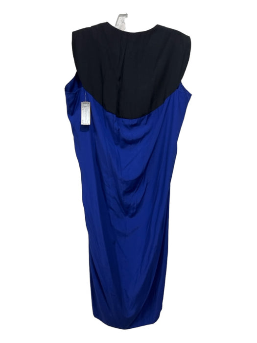 Zero + Maria Cornejo Size 6 Blue & Black Acetate V Neck Sleeveless Midi Dress Blue & Black / 6