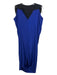 Zero + Maria Cornejo Size 6 Blue & Black Acetate V Neck Sleeveless Midi Dress Blue & Black / 6