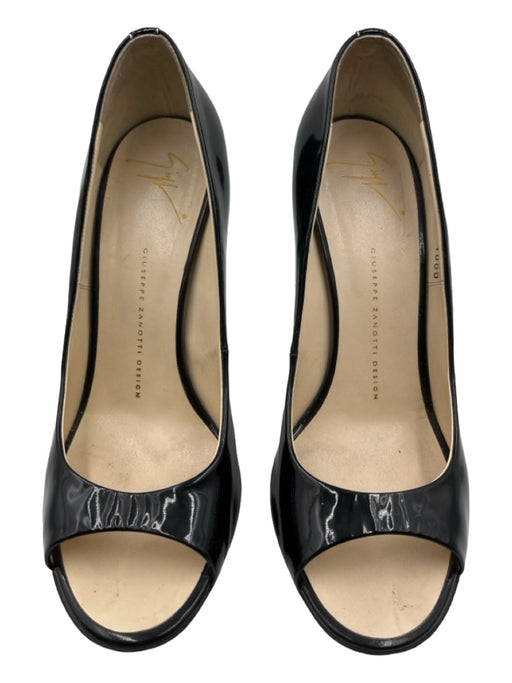 Giuseppe Zanotti Shoe Size 39 Black Patent Peep Toe Closed Heel Stiletto Pumps Black / 39
