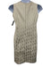 Norman Ambrose Size 8 Champagne Metallic shift Split Neck Jacquard Dress Champagne / 8