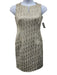 Norman Ambrose Size 8 Champagne Metallic shift Split Neck Jacquard Dress Champagne / 8