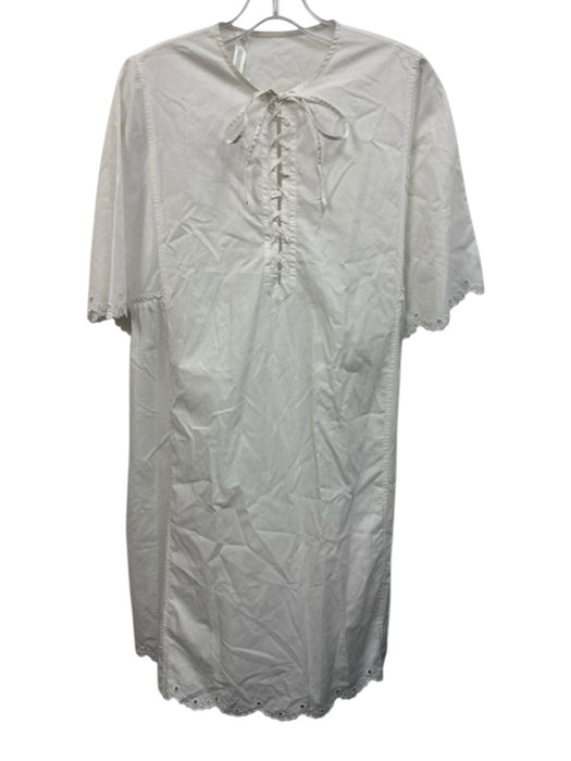 Alexander McQueen Size 44 White Cotton Eyelet Lace Up Front Dress White / 44