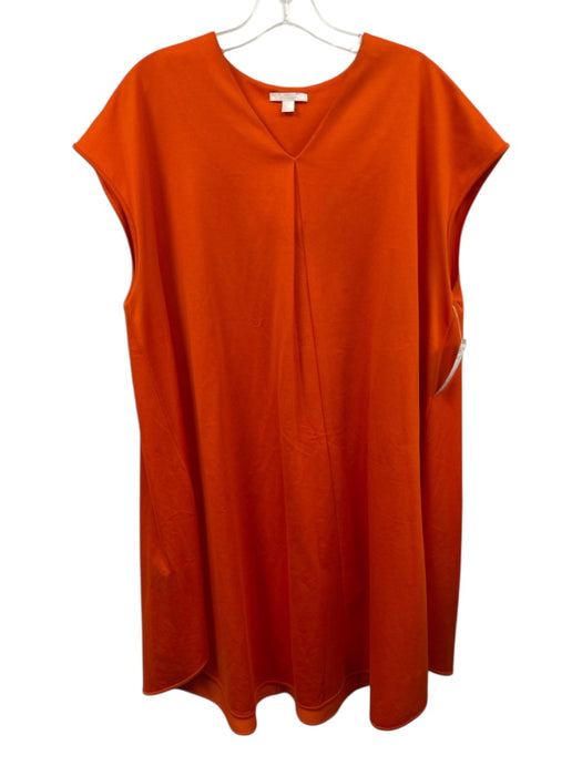 COS Size M Bright Orange Cotton V Neck Sleeveless Midi Shift Dress Bright Orange / M