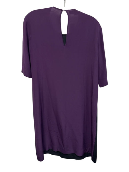 Stella McCartney Size 40 Black & Purple Silk Keyhole Back Short Sleeve Dress Black & Purple / 40