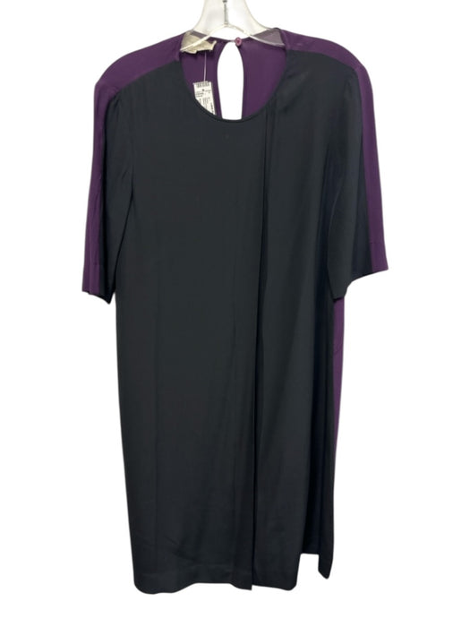 Stella McCartney Size 40 Black & Purple Silk Keyhole Back Short Sleeve Dress Black & Purple / 40