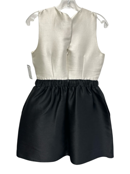 Kate Spade Size M White & Black Poly Blend Colorblock Satin Keyhole Back Dress White & Black / M