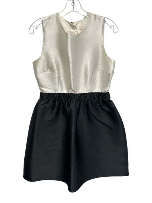 Kate Spade Size M White & Black Poly Blend Colorblock Satin Keyhole Back Dress White & Black / M