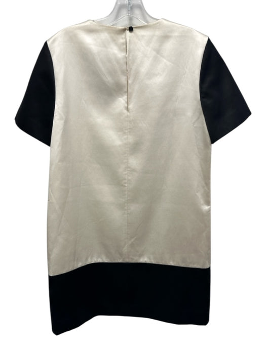 Kate Spade Size M White & Black Silk Blend Colorblock Short Sleeve Satin Dress White & Black / M