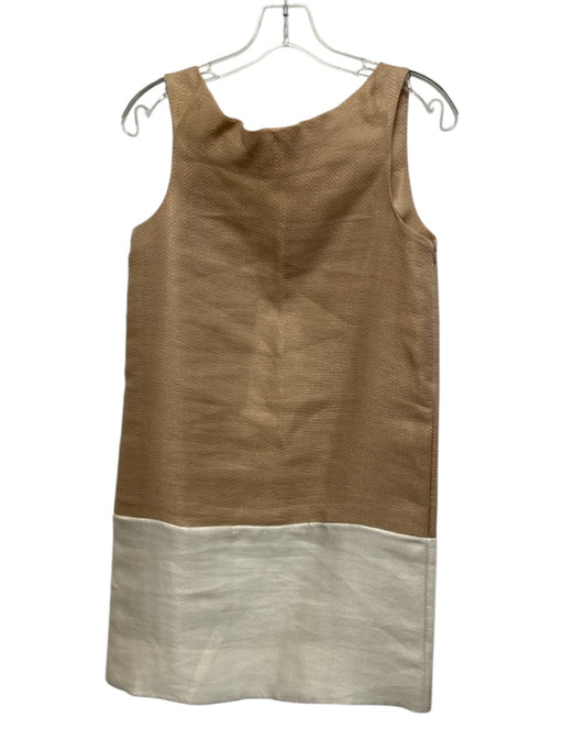 Marni Size 40 Brown & White Poly Blend Wide Neck Zip Close Sleeveless Dress Brown & White / 40