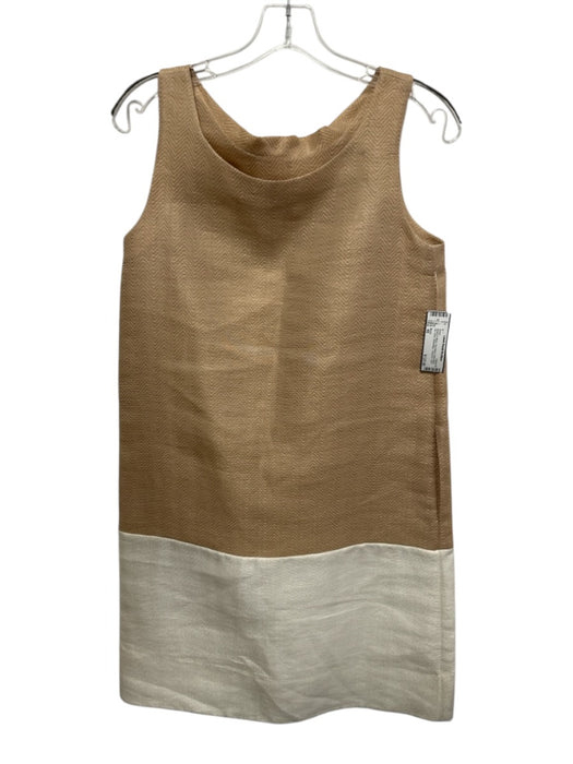 Marni Size 40 Brown & White Poly Blend Wide Neck Zip Close Sleeveless Dress Brown & White / 40